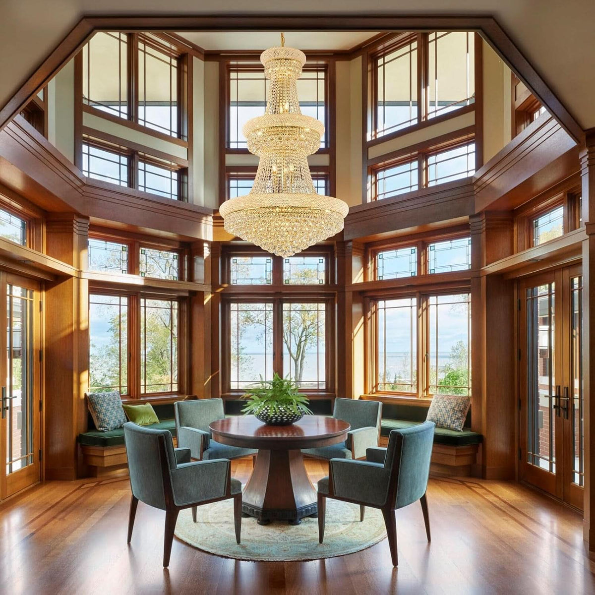 Luxury Golden Finish Crystal Chandelier