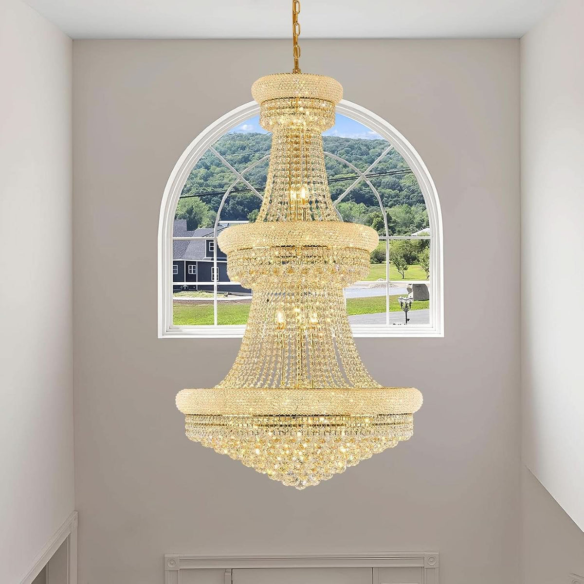 Luxury Golden Finish Crystal Chandelier