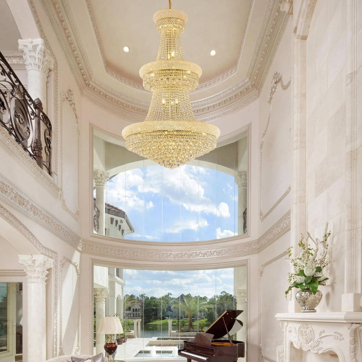 Luxury Golden Finish Crystal Chandelier