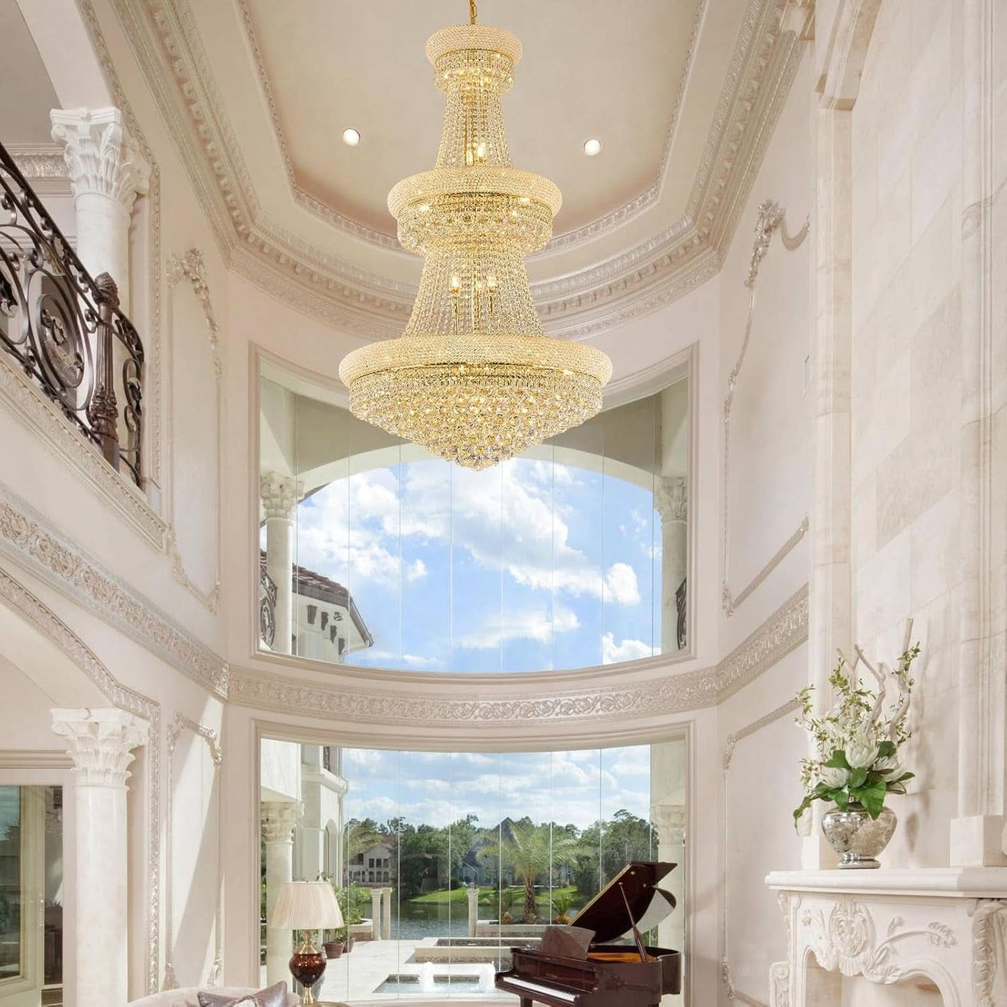 Luxury Golden Finish Crystal Chandelier