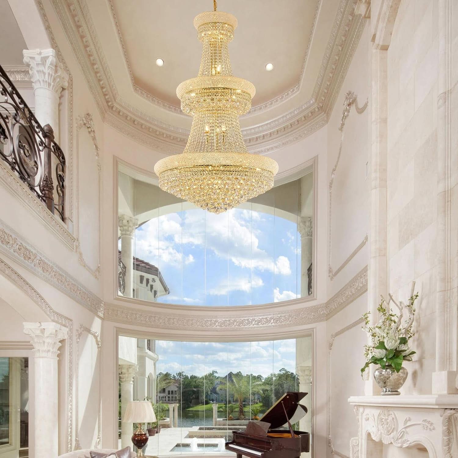 Luxury Golden Finish Crystal Chandelier